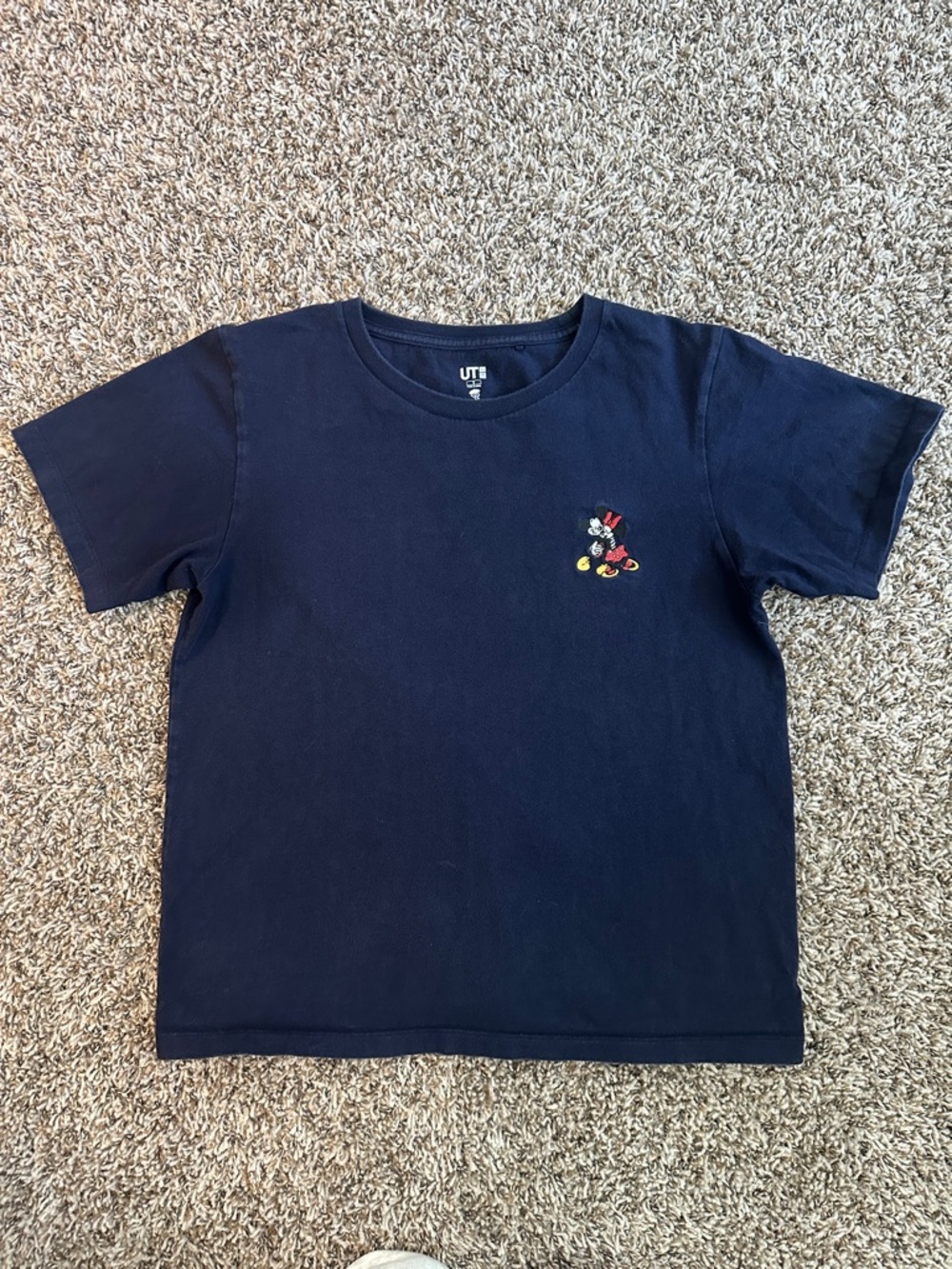 Uniqlo x Disney Mickey Minnie Mouse Navy Women’s Embroidered Crewneck T-Shirt